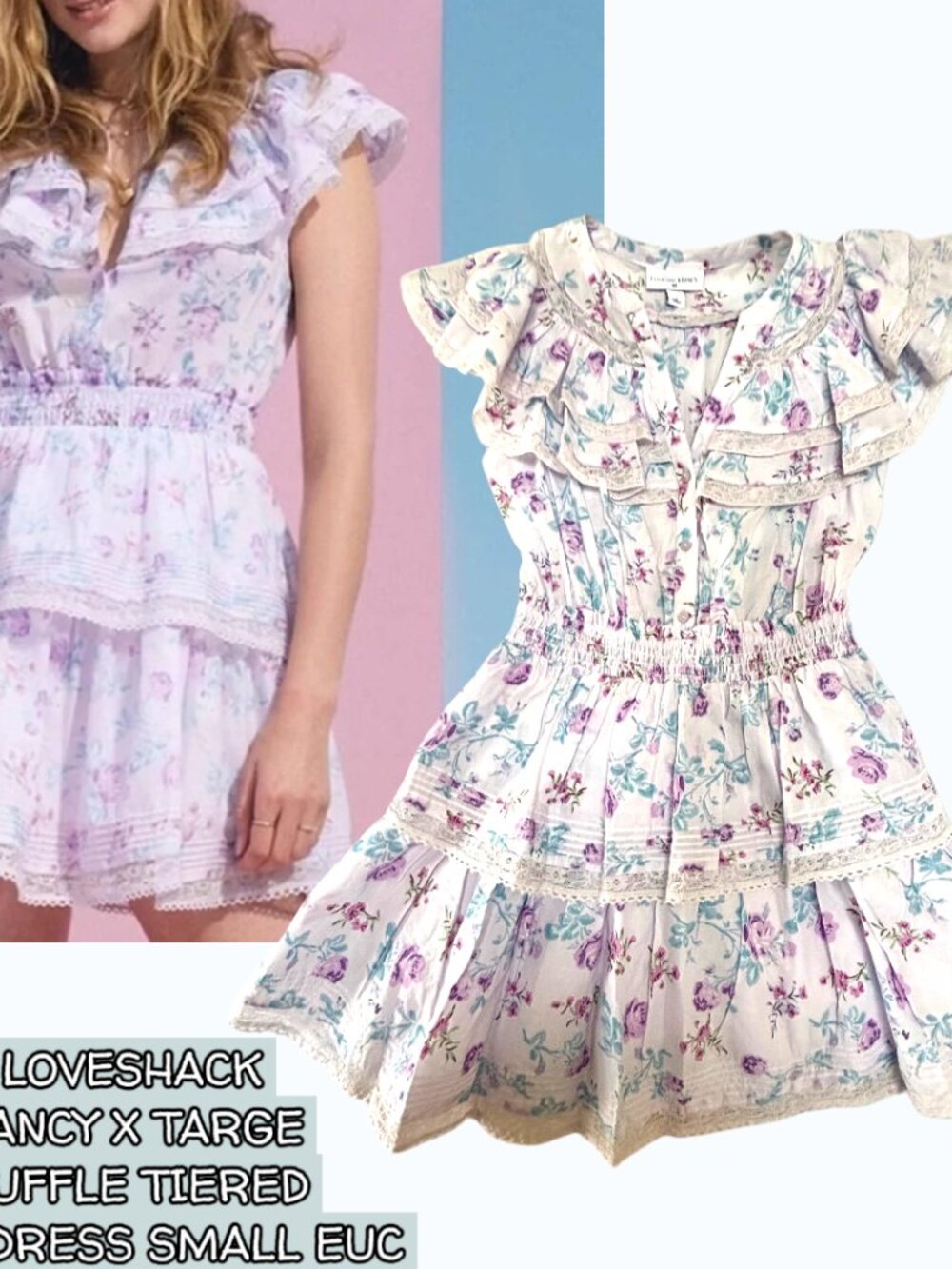 ✨ LoveShackFancy x Target "Lou" Ruffle Tiered Mini Dress SMALL EUC